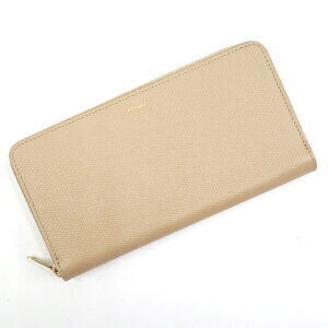 Celine Zip Wallet Beige Grained Calfskin